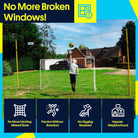 Front view of junior backyard football goal with child shooting