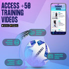 Football Kick Trainer with Size 3 Blue Ball, SenseBall app access for training videos and skill improvement.