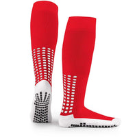Side view of LUX anti slip football socks fitting snugly inside cleats